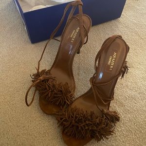 Gorgeous suede cognac heels